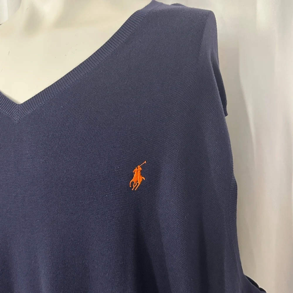 Polo Ralph Lauren Pima Cotton Sweater Vest 4XB Big Tall Classic Preppy Blue